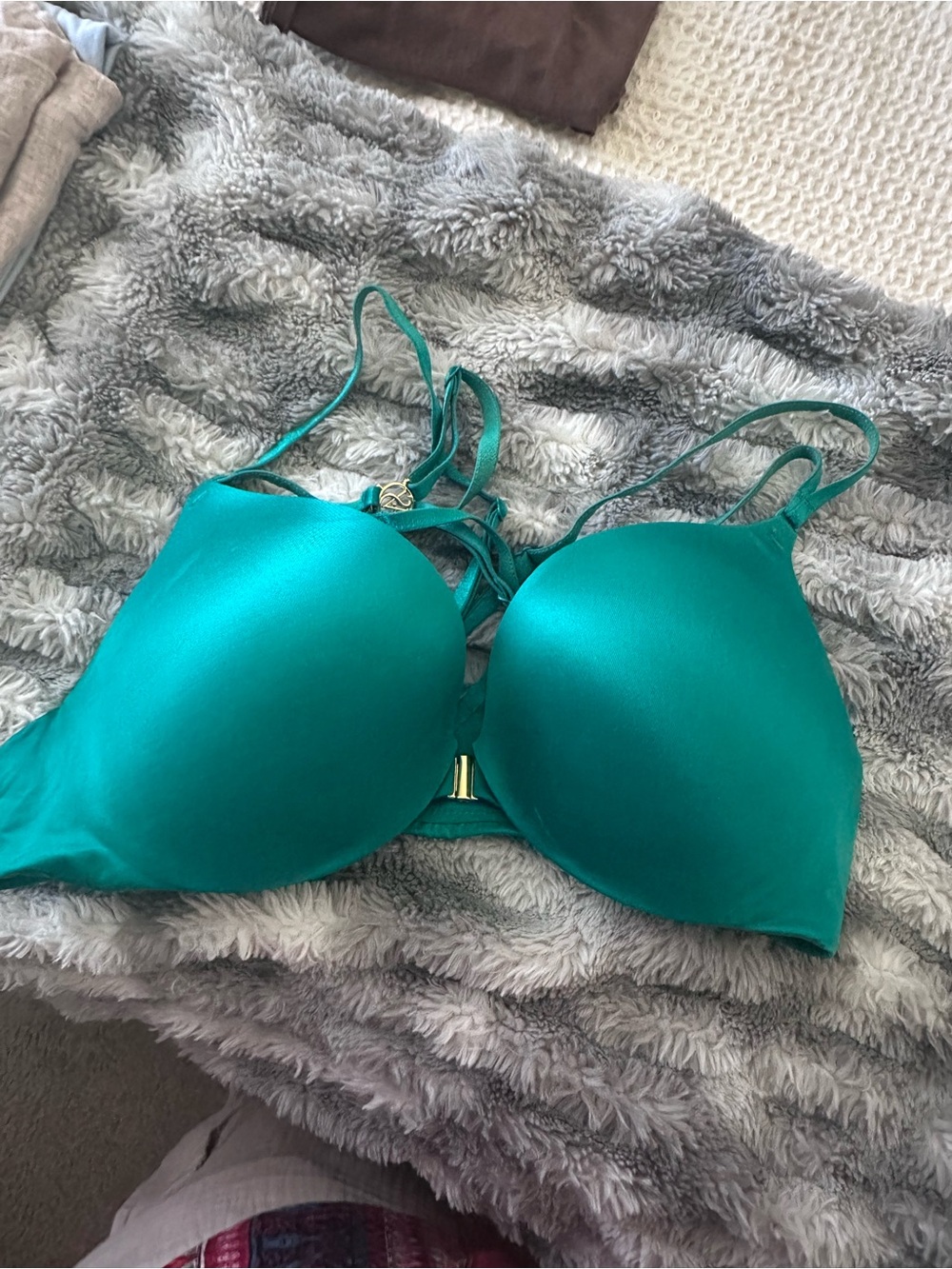 Victoria's Secret Teal Smooth T-Shirt Bra with Gold Clasp
